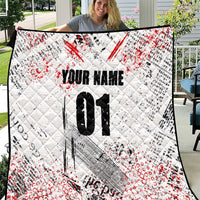 Motocross Rider Quilt with Abstract Grunge Brush and Custom Number in Red and Black Splatter Design - Wonder Print Shop