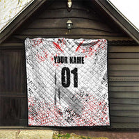 Motocross Rider Quilt with Abstract Grunge Brush and Custom Number in Red and Black Splatter Design - Wonder Print Shop