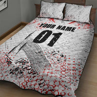 Motocross Rider Quilt Bed Set with Abstract Grunge Brush and Custom Number in Red and Black Splatter Design - Wonder Print Shop