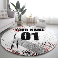 Motocross Rider Round Carpet with Abstract Grunge Brush and Custom Number in Red and Black Splatter Design - Wonder Print Shop