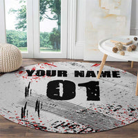 Motocross Rider Round Carpet with Abstract Grunge Brush and Custom Number in Red and Black Splatter Design - Wonder Print Shop