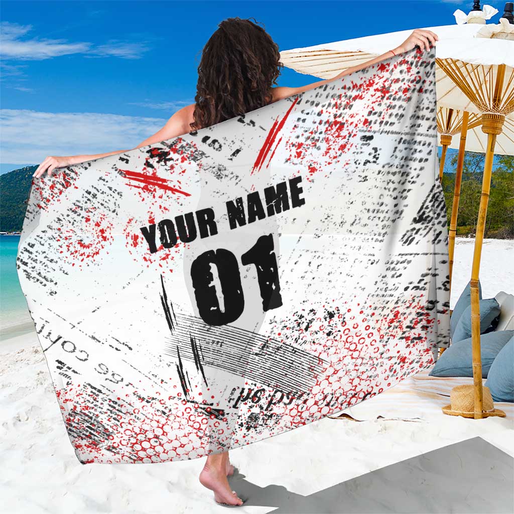 Motocross Rider Sarong with Abstract Grunge Brush and Custom Number in Red and Black Splatter Design - Wonder Print Shop