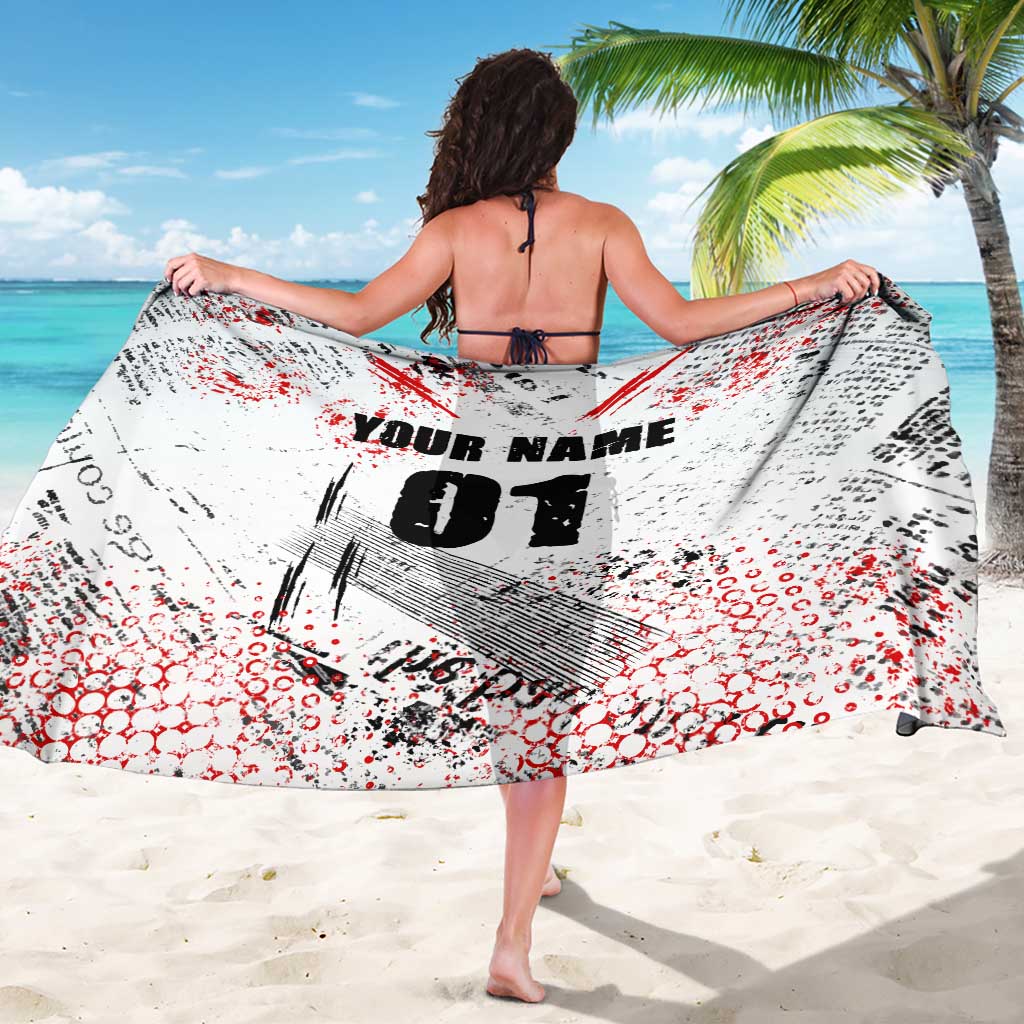 Motocross Rider Sarong with Abstract Grunge Brush and Custom Number in Red and Black Splatter Design - Wonder Print Shop
