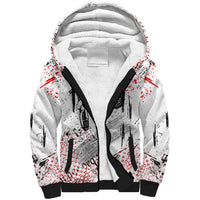 Motocross Rider Sherpa Hoodie with Abstract Grunge Brush and Custom Number in Red and Black Splatter Design - Wonder Print Shop