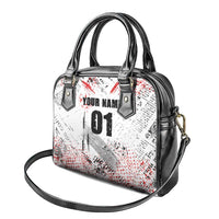 Motocross Rider Shoulder Handbag with Abstract Grunge Brush and Custom Number in Red and Black Splatter Design - Wonder Print Shop