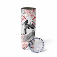 Motocross Rider Skinny Tumbler with Abstract Grunge Brush and Custom Number in Red and Black Splatter Design - Wonder Print Shop