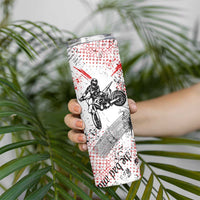 Motocross Rider Skinny Tumbler with Abstract Grunge Brush and Custom Number in Red and Black Splatter Design - Wonder Print Shop