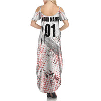 Motocross Rider Summer Maxi Dress with Abstract Grunge Brush and Custom Number in Red and Black Splatter Design - Wonder Print Shop