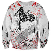 Motocross Rider Sweatshirt with Abstract Grunge Brush and Custom Number in Red and Black Splatter Design - Wonder Print Shop