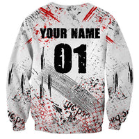 Motocross Rider Sweatshirt with Abstract Grunge Brush and Custom Number in Red and Black Splatter Design - Wonder Print Shop