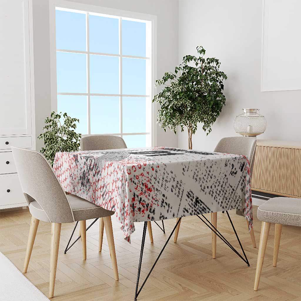 Motocross Rider Tablecloth with Abstract Grunge Brush and Custom Number in Red and Black Splatter Design - Wonder Print Shop