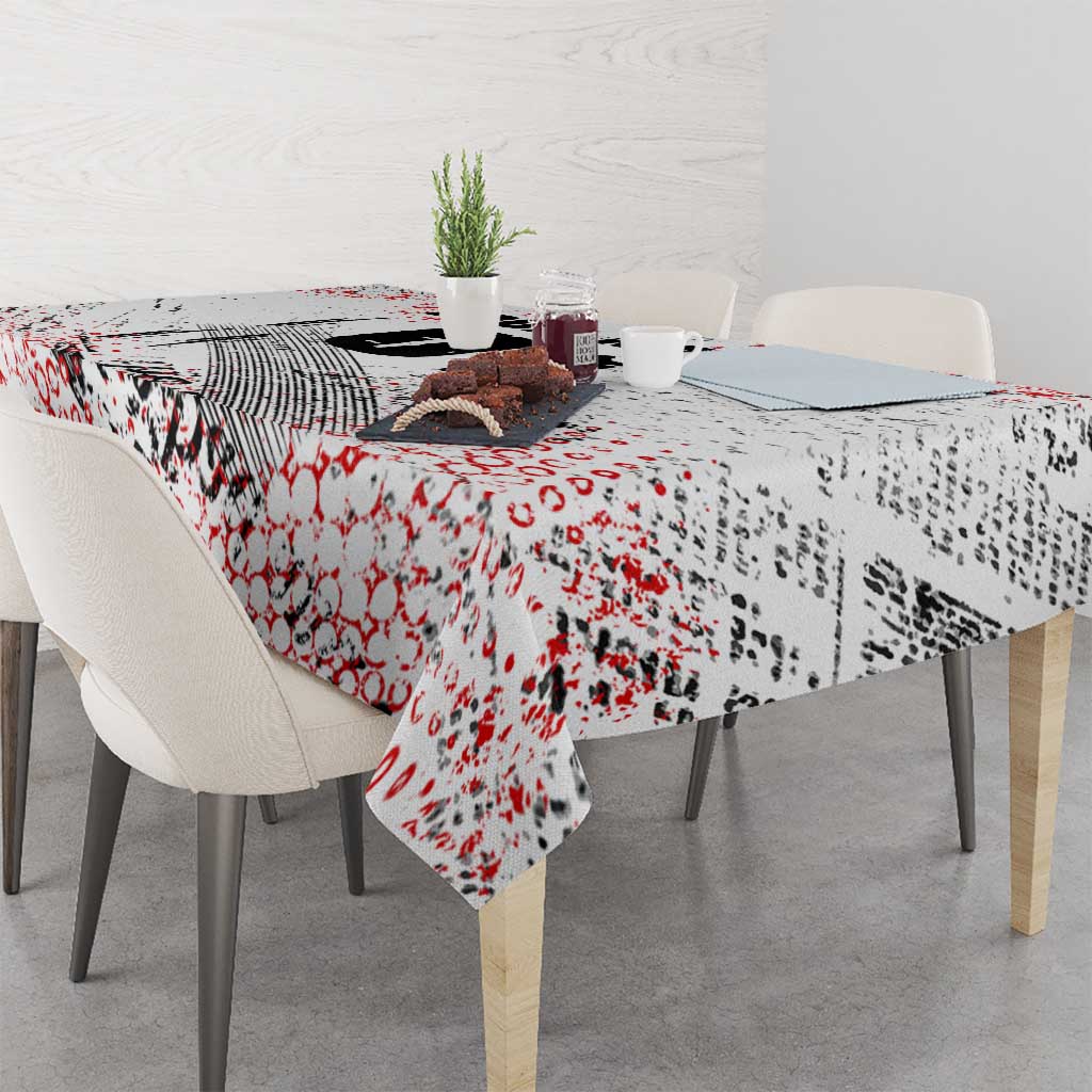 Motocross Rider Tablecloth with Abstract Grunge Brush and Custom Number in Red and Black Splatter Design - Wonder Print Shop