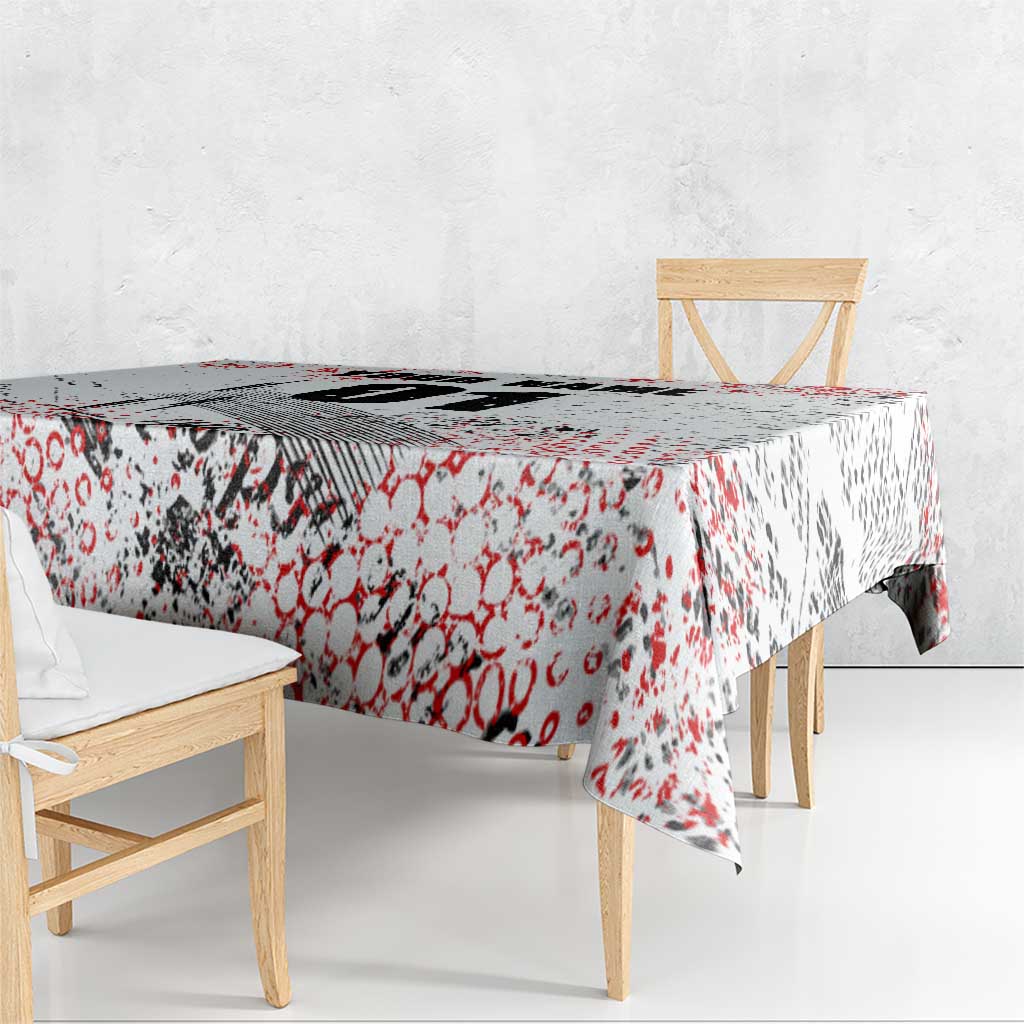 Motocross Rider Tablecloth with Abstract Grunge Brush and Custom Number in Red and Black Splatter Design - Wonder Print Shop