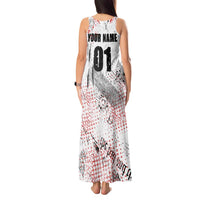 Motocross Rider Tank Maxi Dress with Abstract Grunge Brush and Custom Number in Red and Black Splatter Design - Wonder Print Shop