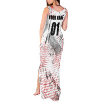 Motocross Rider Tank Maxi Dress with Abstract Grunge Brush and Custom Number in Red and Black Splatter Design - Wonder Print Shop