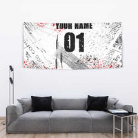 Motocross Rider Tapestry with Abstract Grunge Brush and Custom Number in Red and Black Splatter Design - Wonder Print Shop