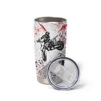 Motocross Rider Tumbler Cup with Abstract Grunge Brush and Custom Number in Red and Black Splatter Design - Wonder Print Shop