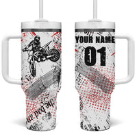 Motocross Rider Tumbler With Handle with Abstract Grunge Brush and Custom Number in Red and Black Splatter Design - Wonder Print Shop