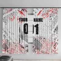 Motocross Rider Window Curtain with Abstract Grunge Brush and Custom Number in Red and Black Splatter Design - Wonder Print Shop