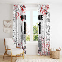 Motocross Rider Window Curtain with Abstract Grunge Brush and Custom Number in Red and Black Splatter Design - Wonder Print Shop