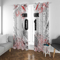 Motocross Rider Window Curtain with Abstract Grunge Brush and Custom Number in Red and Black Splatter Design - Wonder Print Shop