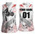 Motocross Rider Women Sleeveless Polo Shirt with Abstract Grunge Brush and Custom Number in Red and Black Splatter Design - Wonder Print Shop