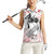 Motocross Rider Women Sleeveless Polo Shirt with Abstract Grunge Brush and Custom Number in Red and Black Splatter Design - Wonder Print Shop