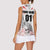 Motocross Rider Women Sleeveless Polo Shirt with Abstract Grunge Brush and Custom Number in Red and Black Splatter Design - Wonder Print Shop