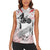 Motocross Rider Women Sleeveless Polo Shirt with Abstract Grunge Brush and Custom Number in Red and Black Splatter Design - Wonder Print Shop
