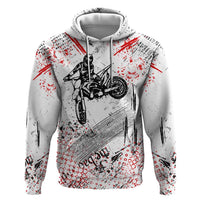 Motocross Rider Zip Hoodie with Abstract Grunge Brush and Custom Number in Red and Black Splatter Design - Wonder Print Shop