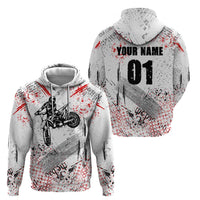 Motocross Rider Zip Hoodie with Abstract Grunge Brush and Custom Number in Red and Black Splatter Design - Wonder Print Shop