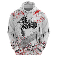 Motocross Rider Zip Hoodie with Abstract Grunge Brush and Custom Number in Red and Black Splatter Design - Wonder Print Shop
