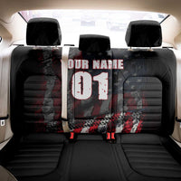 Motocross Rider Back Car Seat Cover with American Flag Background and Extreme Text in Red and Black Grunge Design - Wonder Print Shop