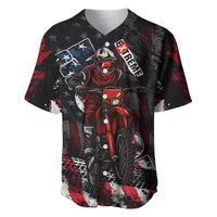 Motocross Rider Baseball Jersey with American Flag Background and Extreme Text in Red and Black Grunge Design - Wonder Print Shop