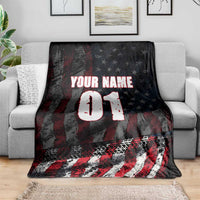 Motocross Rider Blanket with American Flag Background and Extreme Text in Red and Black Grunge Design - Wonder Print Shop