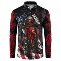 Motocross Rider Button Sweatshirt with American Flag Background and Extreme Text in Red and Black Grunge Design - Wonder Print Shop