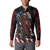 Motocross Rider Button Sweatshirt with American Flag Background and Extreme Text in Red and Black Grunge Design - Wonder Print Shop