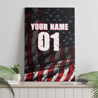Motocross Rider Canvas Wall Art with American Flag Background and Extreme Text in Red and Black Grunge Design - Wonder Print Shop