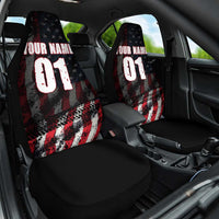 Motocross Rider Car Seat Cover with American Flag Background and Extreme Text in Red and Black Grunge Design - Wonder Print Shop