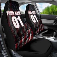 Motocross Rider Car Seat Cover with American Flag Background and Extreme Text in Red and Black Grunge Design - Wonder Print Shop