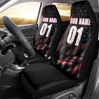 Motocross Rider Car Seat Cover with American Flag Background and Extreme Text in Red and Black Grunge Design - Wonder Print Shop