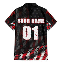 Motocross Rider Family Matching Mermaid Dress and Hawaiian Shirt with American Flag Background and Extreme Text in Red and Black Grunge Design - Wonder Print Shop