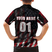 Motocross Rider Family Matching Puletasi and Hawaiian Shirt with American Flag Background and Extreme Text in Red and Black Grunge Design - Wonder Print Shop