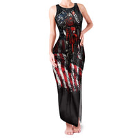 Motocross Rider Family Matching Tank Maxi Dress and Hawaiian Shirt with American Flag Background and Extreme Text in Red and Black Grunge Design - Wonder Print Shop