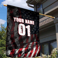 Motocross Rider Garden Flag with American Flag Background and Extreme Text in Red and Black Grunge Design - Wonder Print Shop