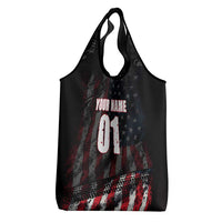 Motocross Rider Grocery Bag with American Flag Background and Extreme Text in Red and Black Grunge Design - Wonder Print Shop
