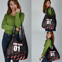 Motocross Rider Grocery Bag with American Flag Background and Extreme Text in Red and Black Grunge Design - Wonder Print Shop