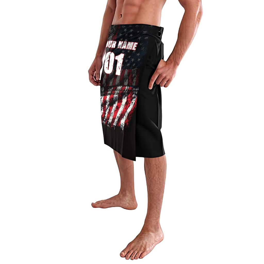 Motocross Rider Lavalava with American Flag Background and Extreme Text in Red and Black Grunge Design - Wonder Print Shop