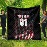 Motocross Rider Quilt with American Flag Background and Extreme Text in Red and Black Grunge Design - Wonder Print Shop