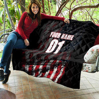 Motocross Rider Quilt with American Flag Background and Extreme Text in Red and Black Grunge Design - Wonder Print Shop